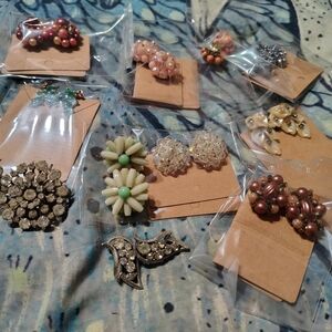 Bundle Of Clip On Vintage Earrings/ 11 Pair/ See Info